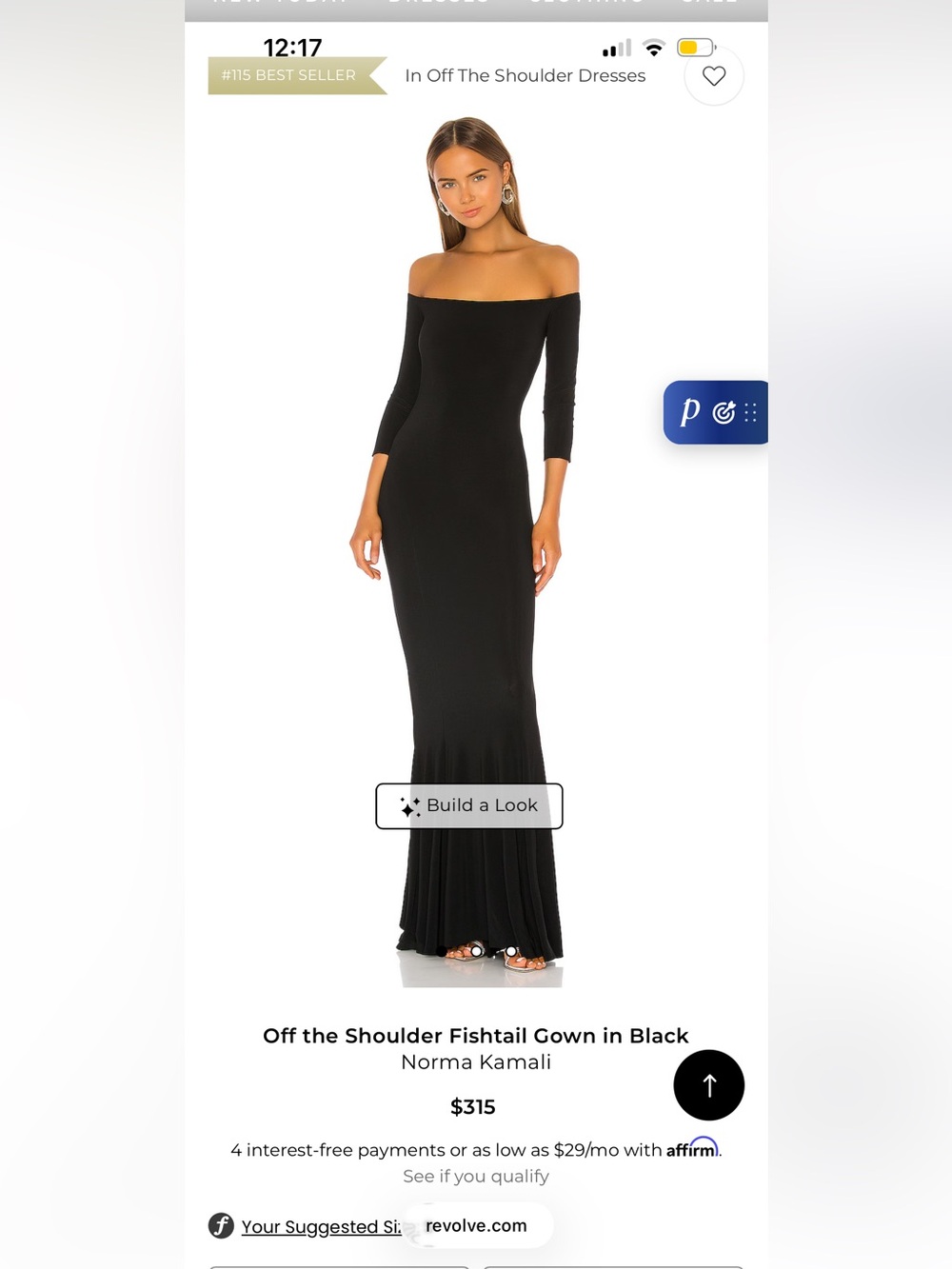 Norma Kamali Black Off-the-Shoulder Fishtail Gown